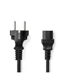 Nedis Netzkabel, gerade,-IEC-320-C13,10 m, Schwarz [Gewinkelt - C13-Stecker]