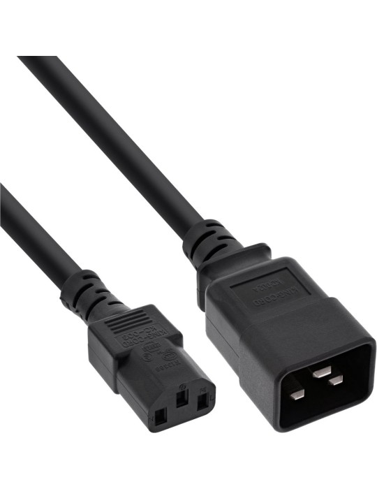 InLine Netz Adapterkabel, IEC-60320 C20 auf C13, 3x1,5mm², max. 10A, schwarz 1m