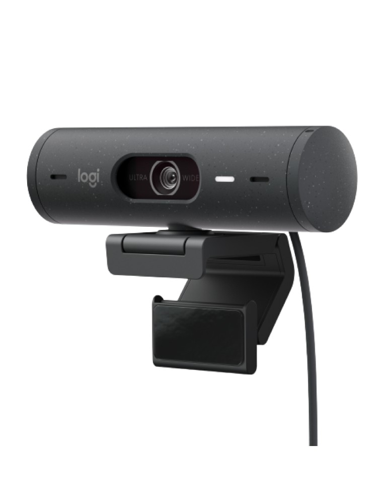 Logitech Brio 500 Webcam - Graphit (Schwarz), Full-HD Auflösung, 90°-Sichtfeld, 2 Mikrofone, Abdeckblende, USB-C-Anschluss