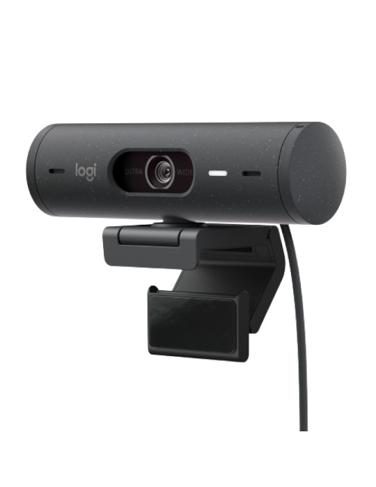 Logitech Brio 500 Webcam - Graphit (Schwarz), Full-HD Auflösung, 90°-Sichtfeld, 2 Mikrofone, Abdeckblende, USB-C-Anschluss