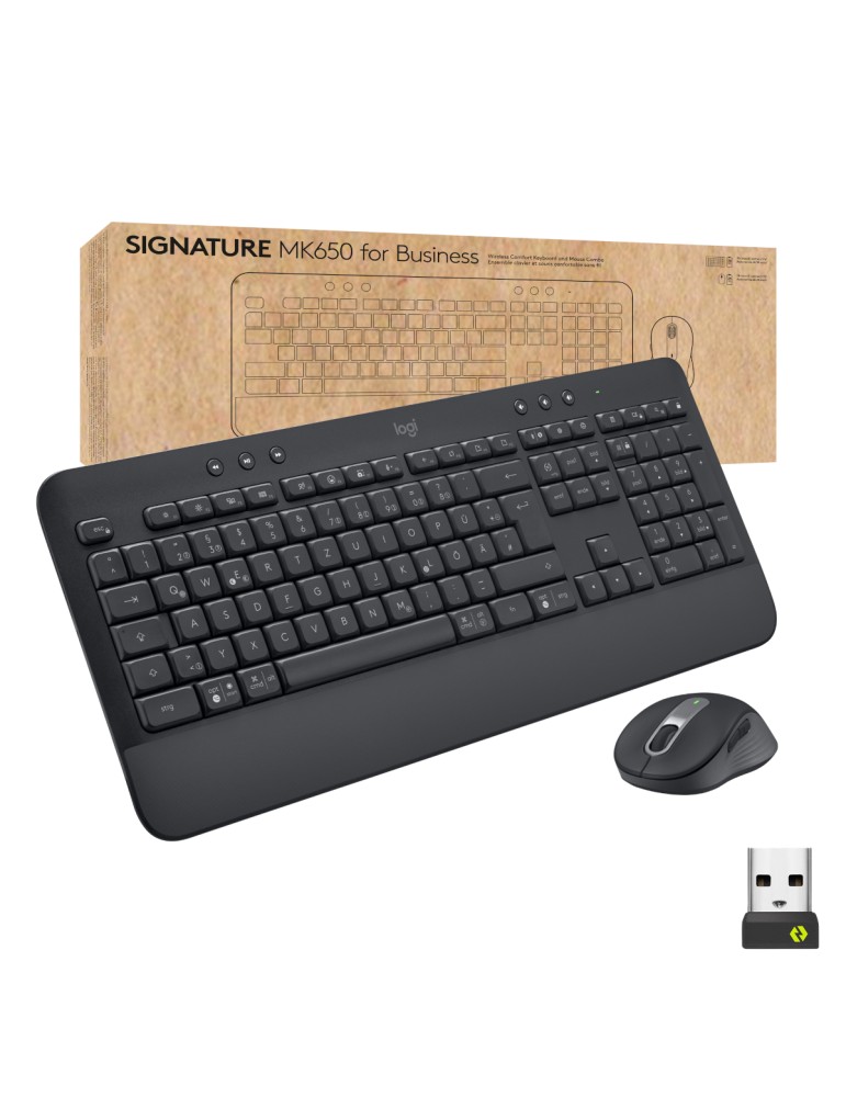 Logitech Signatur MK650 for Business Desktopset, Handballenauflage, Bluetooth, Logi Bolt USB-Empfänger