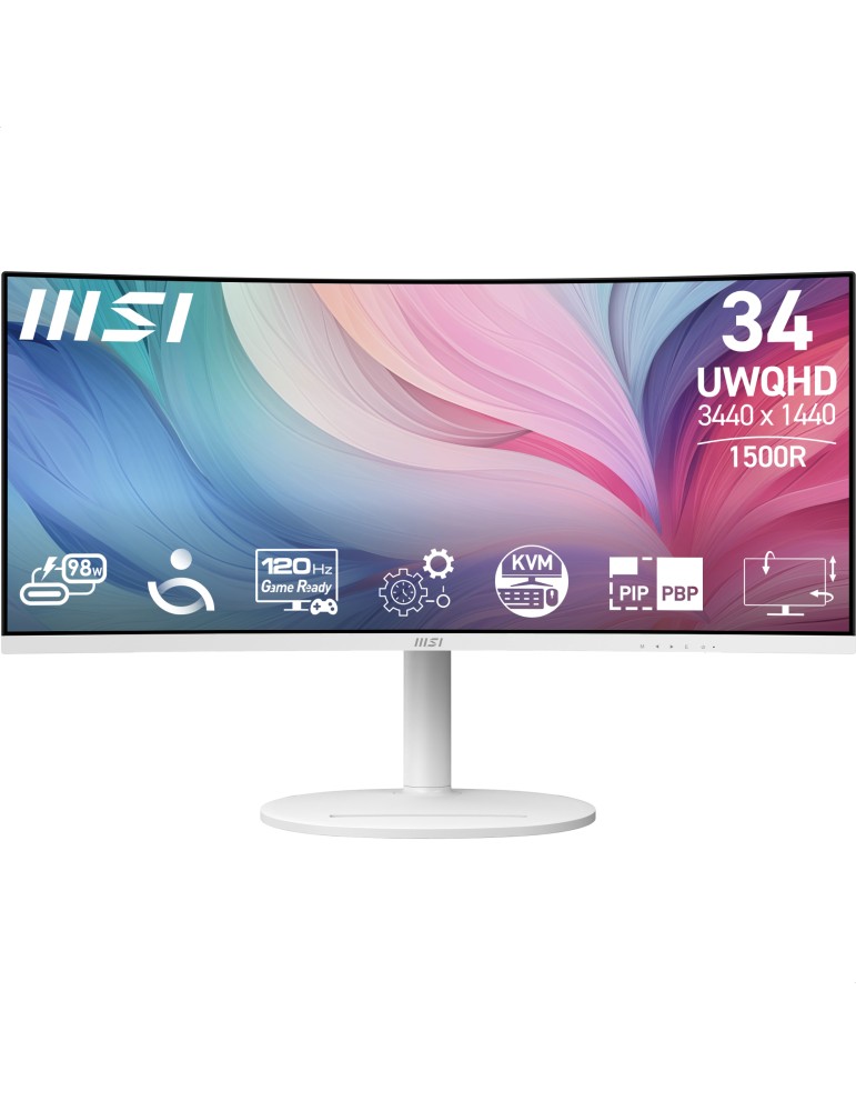 MSI MD342CQPWDE Office Monitor - Curved Panel, 120Hz Power Delivery 98Watt, Höhenverstellbar