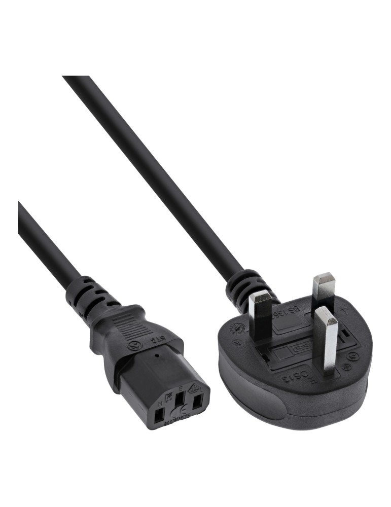 InLine® Netzkabel, Netzstecker England, Kaltgerätestecker C13, 1,8m