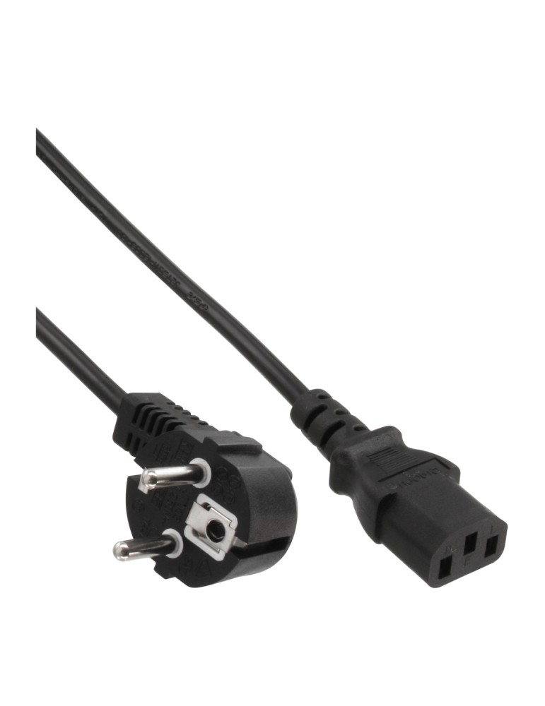 InLine® Netzkabel, Schutzkontakt gewinkelt, Kaltgerätestecker C13, 0,5m