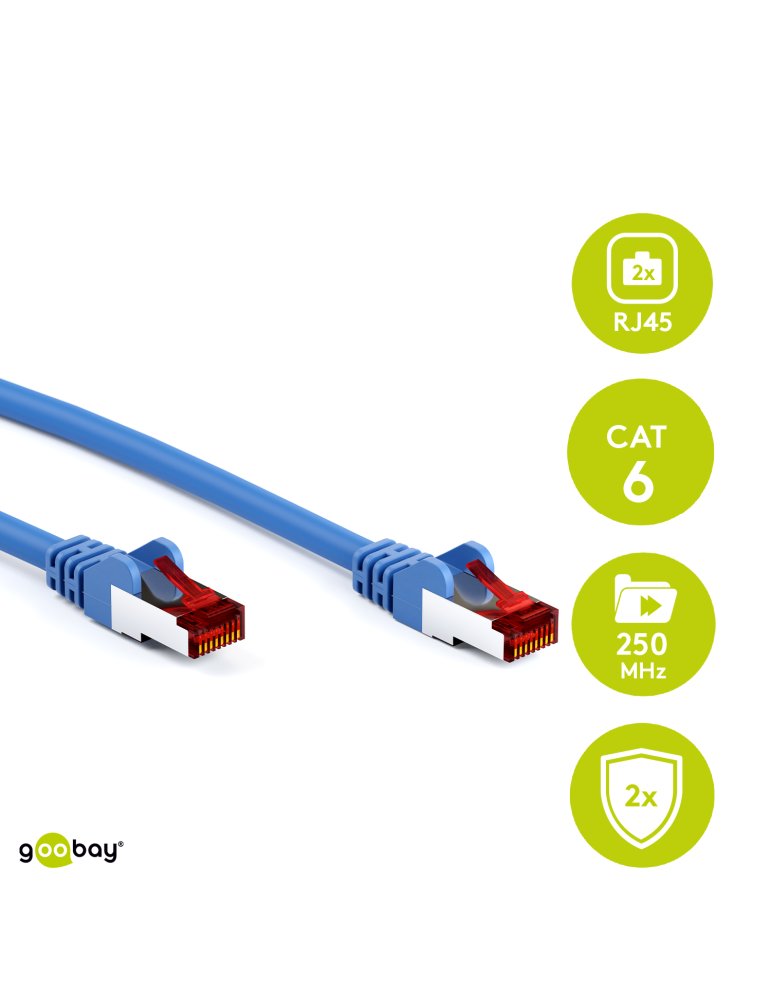 Goobay 10m CAT 6 Patchkabel, S/FTP (PiMF), Blau