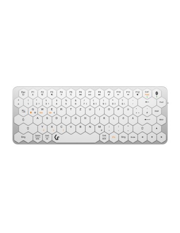 KeySonic KSK-5020BT-S Bluetooth-Tastatur (DE-Layout) [Mini Tastatur mit wabenförmigen Tasten, Multimediatasten, Aluminium, Silbe