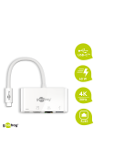 USB-C™ Multiport-Adapter HDMI+Ethernet, PD, weiß - erweitert ein USB-C™ Gerät um einen Ethernet-, einen HDMI™- und einen USB 3.0