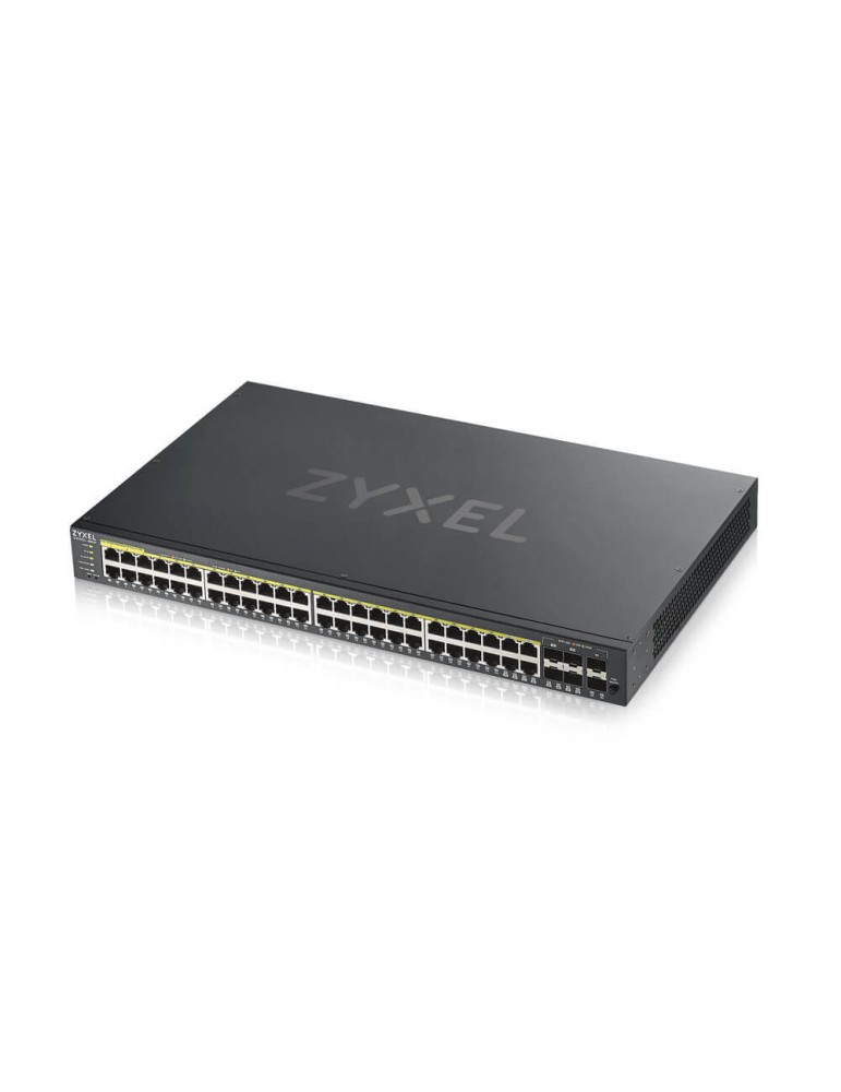 Zyxel GS1920-48HP V2 Smart Managed Switch 44x Gigabit Ethernet und 4x GbE/SFP Combo (48x PoE+, max. 375 Watt), 2x 10 Gbit/s SFP+