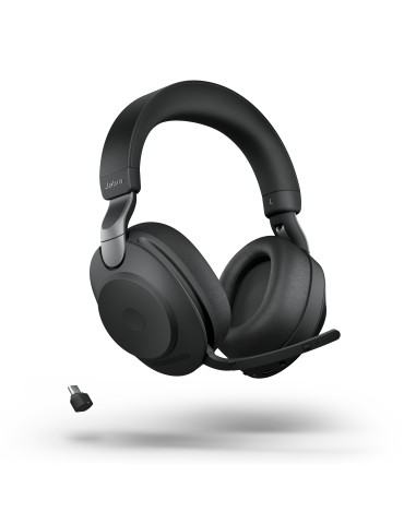Jabra Evolve2 85 ANC kabelloses Bluetooth Headset inkl. Link 380 USB-C, schwarz, optimiert für UC