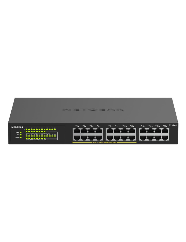 NETGEAR GS324P 24-Port Unmanaged Switch [16x Gigabit Ethernet, PoE+ 190W]