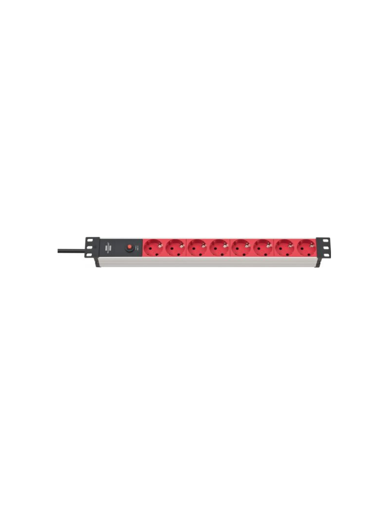 Brennenstuhl Alu-Line 19" Steckdosenleiste 8-fach - 10A Sicherungsautomat und Kaltgerätestecker [19" Steckerleiste für Serversch