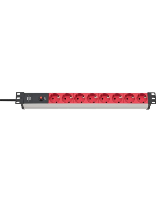Brennenstuhl Alu-Line 19" Steckdosenleiste 8-fach - 10A Sicherungsautomat und Kaltgerätestecker [19" Steckerleiste für Serversch