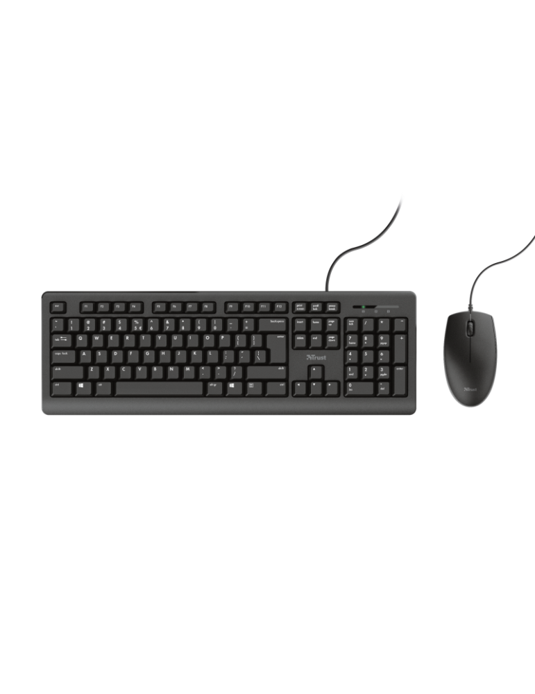 TRUST Primo Tastatur & Maus Set, kabelgebunden, Deutsches QWERTZ-Layout, Flüssigkeitsgeschützt