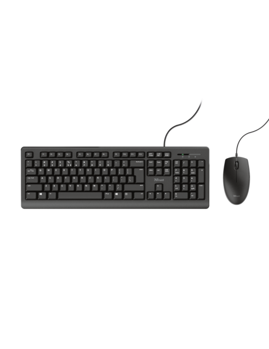TRUST Primo Tastatur & Maus Set, kabelgebunden, Deutsches QWERTZ-Layout, Flüssigkeitsgeschützt