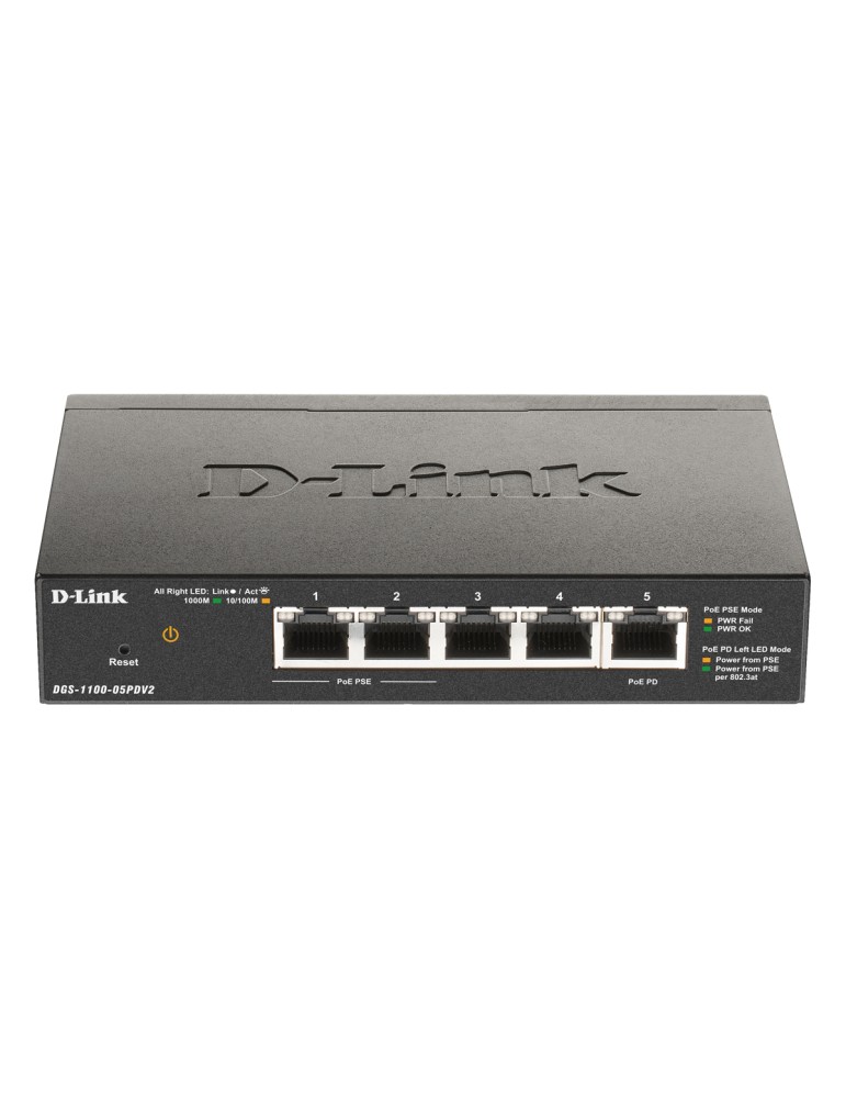 D-Link DGS-1100-05PDV2 Smart Managed Switch 5x Gigabit Ethernet (2x PoE, 8W)