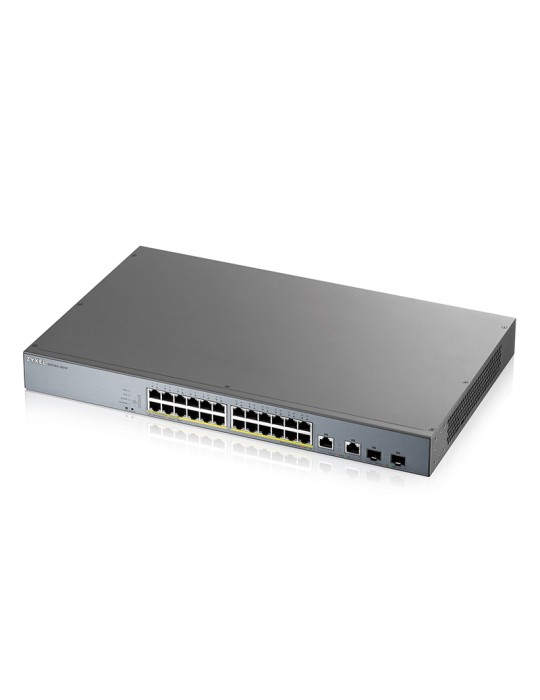 Zyxel GS1350-26HP Smart Managed Switch 24x Gigabit Ethernet (24x PoE+ max. 375 Watt), 2x GbE/SFP, Long Range, inkl. 1 Jahr Nebul
