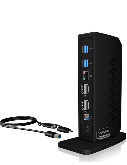 ICYBOX USB Type-C & Type-A Dock mit zweifachem Videoausgang