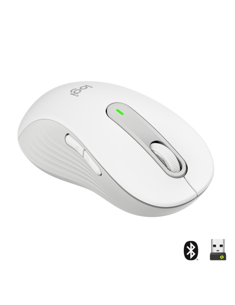 Logitech Signature M650 Large Links, kabellose Maus, Bluetooth- und Logi Bolt-kompatibel, Siltent Touch, Smartwheel, USB-Empfäng