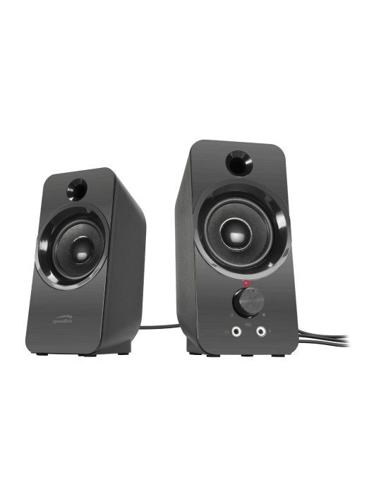 Speedlink DAROC Stereo-Lautsprecher mit USB-Stromversorgung, schwarz, Rote Status-LED, Drehregler
