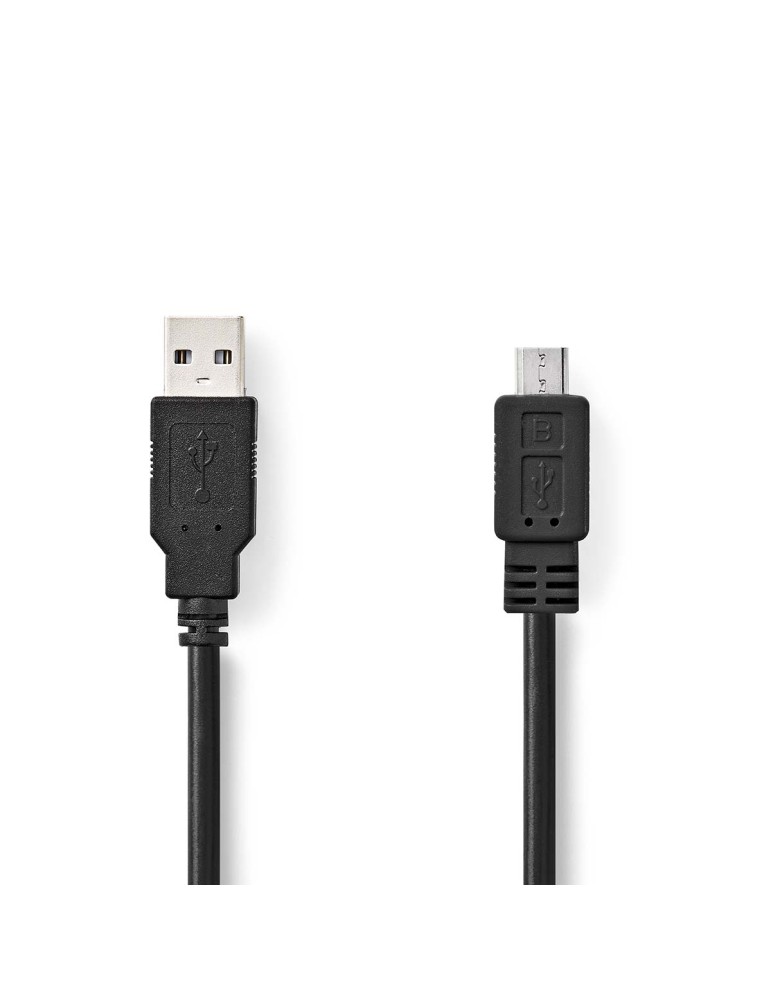 NEDIS USB-Kabel | USB 2.0 | USB-A Stecker | USB Micro-B Stecker | 480 Mbps | Vernickelt | 2.00 m | rund | PVC | Schwarz | Box