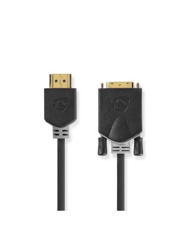 Nedis HDMI™ -Kabel | HDMI™ Stecker | DVI-D 24+1-Pin Stecker 1080p | Vergoldet | 2.00 m | Gerade | PVC | Anthrazit | Verpackung m