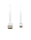 Nedis USB-Kabel | USB 2.0 | USB-A Stecker | USB Micro-B Stecker | 480 Mbps | Vergoldet | 1.00 m | flach | PVC | Weiss | Verpacku