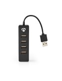 Nedis USB-Hub - USB-A Stecker, 4x USB A Female, 4-Port port(s), USB 2.0, Stromversorgung über USB