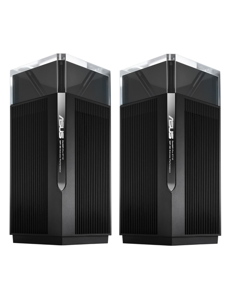 ASUS ZenWiFi Pro ET12 WLAN Mesh Router 2er-Pack Schwarz [WiFi 6E (802.11ax), Tri-Band, bis zu 11.000 Mbit/s]
