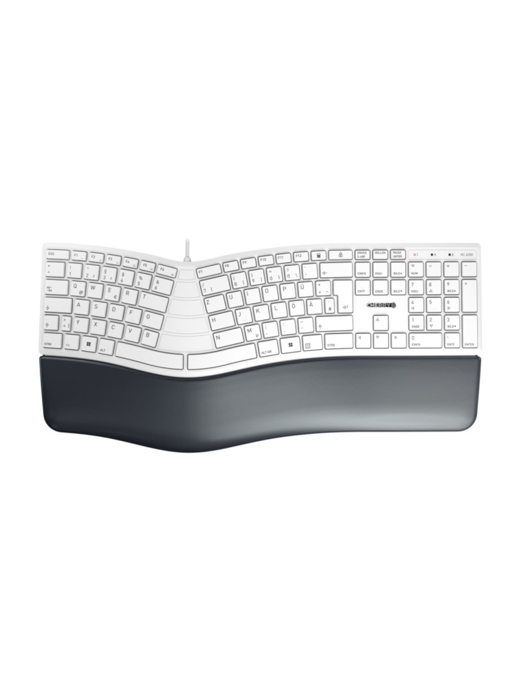 Cherry KC 4500 Ergonomische Tastatur, Kabelgebunden Handballenauflage, USB-Anschluss, Ausklappbare Füße