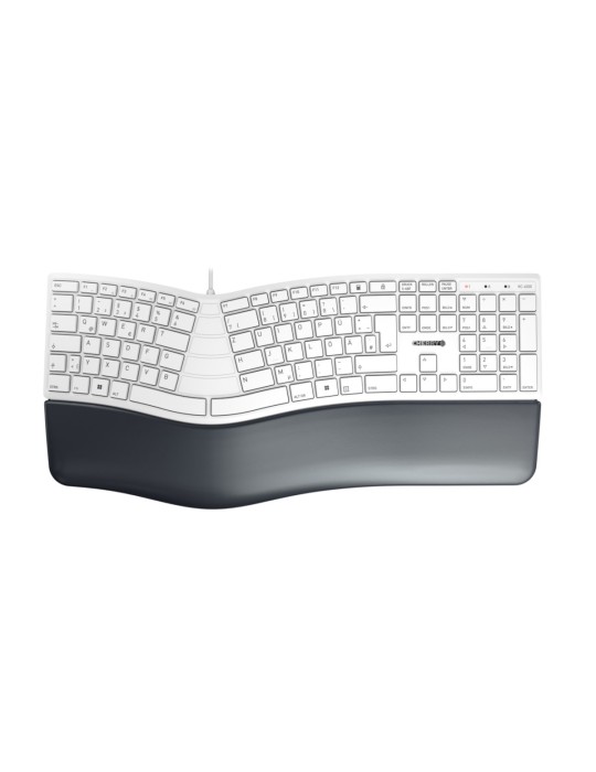 Cherry KC 4500 Ergonomische Tastatur, Kabelgebunden Handballenauflage, USB-Anschluss, Ausklappbare Füße