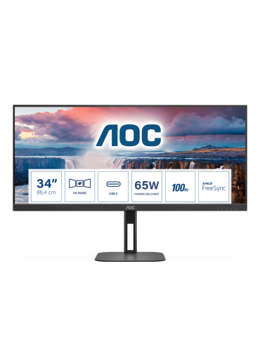 AOC U34V5C Office Monitor - Höhenverstellung, 100 Hz, USB-C