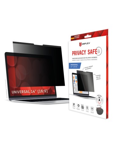 DISPLEX Privacy Safe Blickschutzfilter Universal 14", 16:9, Anti-Reflex, Bluelight-Filter, Magnetische Befestigung