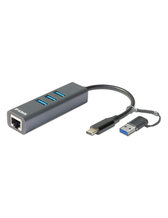 D-Link DUB-2332 USB-Netzwerk-Adapter mit 3 USB-Ports USB-C/USB-A zu Gigabit-Ethernet