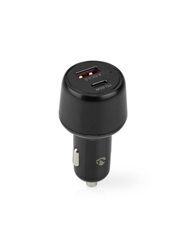 Nedis Auto-Ladegerät 65 W 2.0 3.0 3.25 A - Anzahl der Ausgänge: 2, Port Type: USB-A / USB-C™, Automatische Spannungswahl