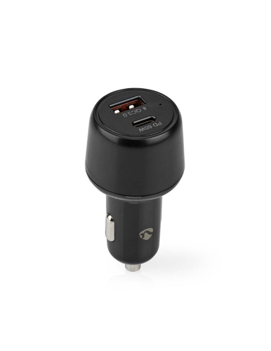 Nedis Auto-Ladegerät 65 W 2.0 3.0 3.25 A - Anzahl der Ausgänge: 2, Port Type: USB-A / USB-C™, Automatische Spannungswahl