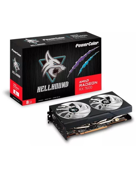 Powercolor Radeon RX 7600 Hellhound Grafikkarte - 8GB GDDR6, 1x HDMI, 3x DP