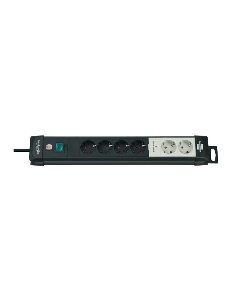 Brennenstuhl Premium-Line 6fach schwarz *DE* 3m H05VV-F3G1 5 Schalter/2 permanent