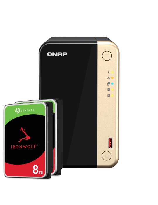 QNAP TS-264-8G 16TB Seagate IronWolf NAS-Bundle NAS inkl. 2x 8TB Seagate IronWolf 3.5 Zoll SATA Festplatte