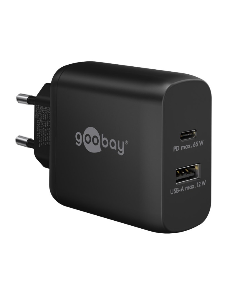 Goobay USB-C™ PD Dual-Schnellladegerät (65 W) schwarz