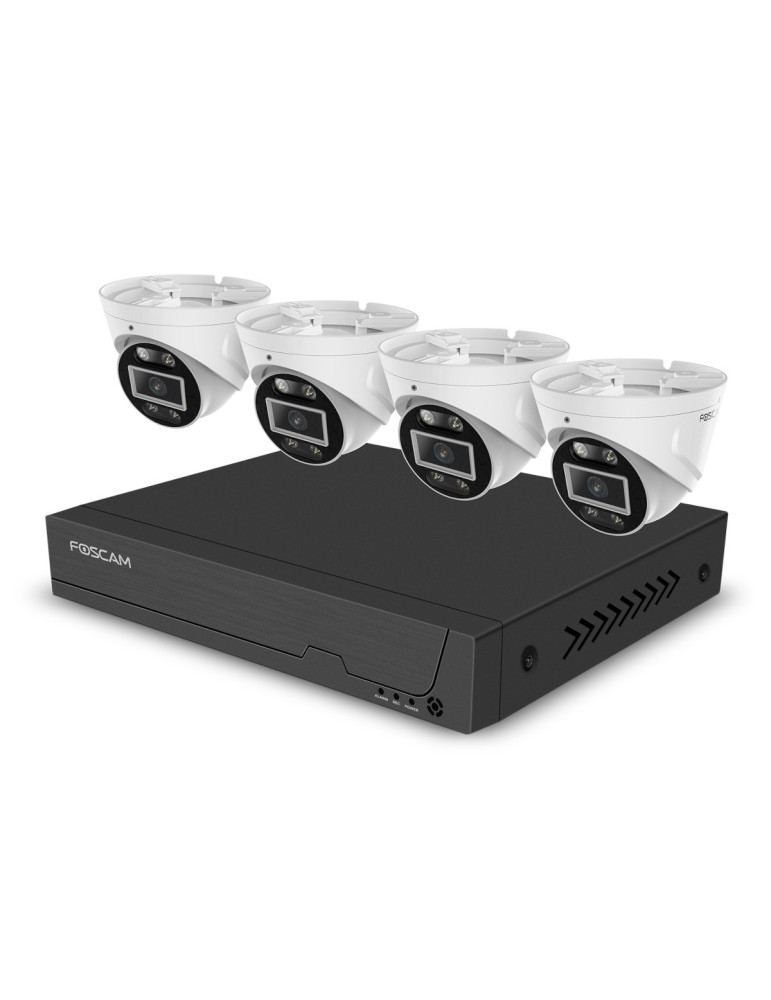 Foscam FN9108E-T4-2T Video-Überwachungssystem Weiß 4x 3K PoE Dome Kamera, 1x 8-Kanal NVR