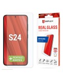 DISPLEX Panzerglas 2D/ Clear (10H) für Samsung Galaxy S24 Eco-Montagerahmen, Tempered Glas, kratzer-resistente Schutzfolie, hüll