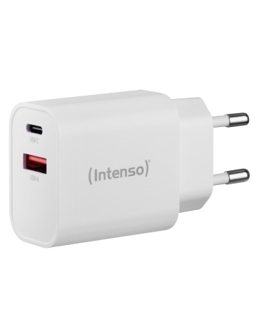 Intenso Power Adapter W30AC, Anschlüsse: 1x USB-A, 1x USB-C Output: max. 30 Watt, Weiß