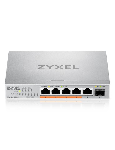 Zyxel XMG-105HP Unmanaged Switch 5x 2.5G Ethernet (4x PoE++, max. 70W), 1x 10G SFP+