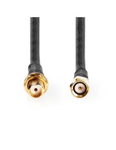 Nedis Antennenkabel | SMA-Stecker | SMA-Buchse | 5.00 m Vergoldet | 50 Ohm | Doppelt geschirmt | Rund | PVC | Schwarz | Label