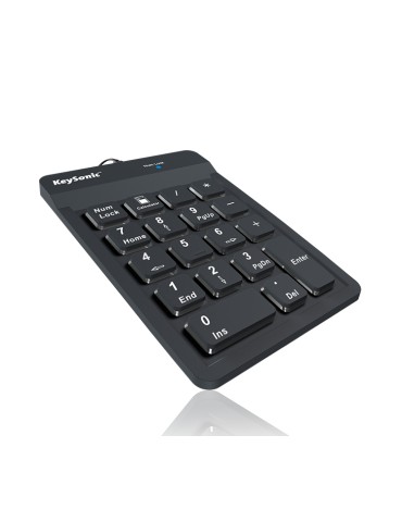KeySonic ACK-118BK Nummernblock aus Silikon Staub- Und Spritzwassergeschützt, Einziehbares USB Kabel