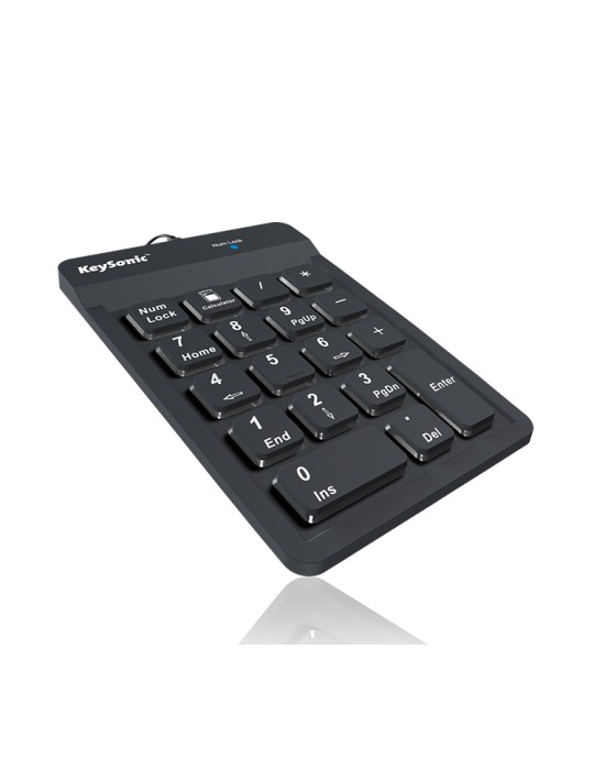 KeySonic ACK-118BK Nummernblock aus Silikon Staub- Und Spritzwassergeschützt, Einziehbares USB Kabel
