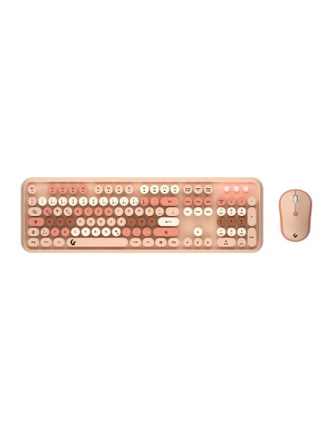 KeySonic KSKM-8200M-RF Maus-Tastatur-Set (DE) [Maus-Tastatur-Set, Full-Size Tastatur, runde Tasten, Mehrfarbig sand/cremefabig]
