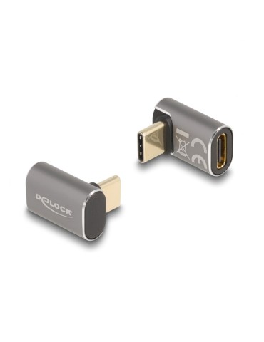 Delock USB Adapter 40 Gbps USB Type-C™ PD 3.0 - 100 W Stecker zu Buchse gewinkelt 8K 60 Hz Metall