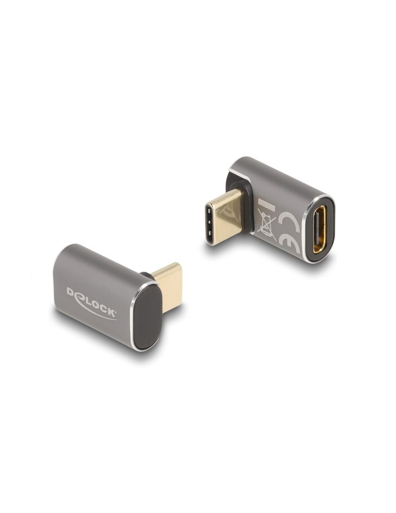 Delock USB Adapter 40 Gbps USB Type-C™ PD 3.0 - 100 W Stecker zu Buchse gewinkelt 8K 60 Hz Metall