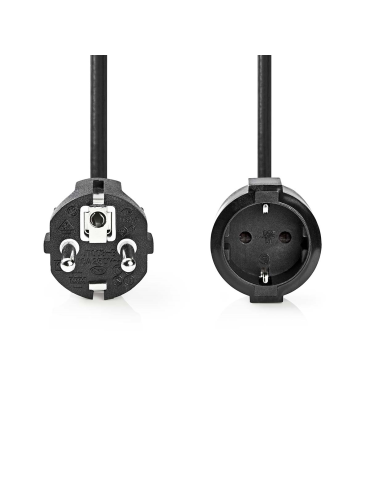 Nedis Stromkabel | Schutzkontaktstecker | Schutzkontaktsbuchse Gerade | Gerade | Vernickelt | 5.00 m | Rund | PVC | Schwarz | La
